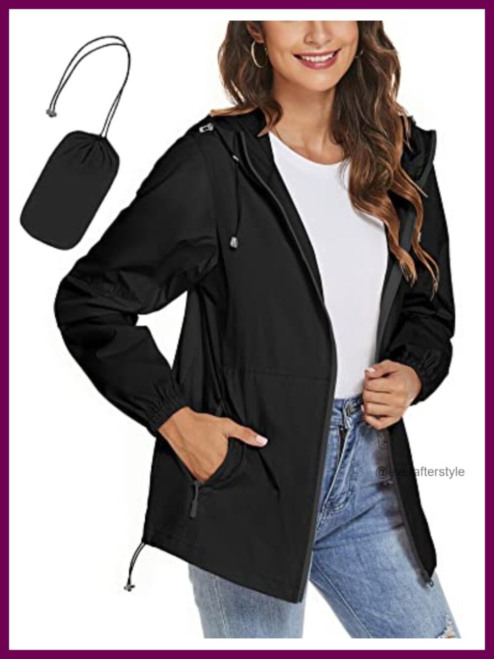 Women's Waterproof Windbreaker Rain Jacket Lightweight Packable Hooded